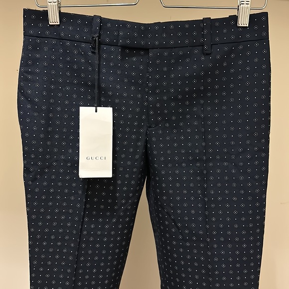NWT Gucci wool blend jacquard tailored ankle cropped tapered cigarette trouser - Picture 6 of 16